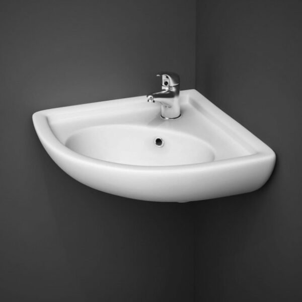 RAK Compact Corner Cloakroom Basin - 440mm Wide - 1 TH - White