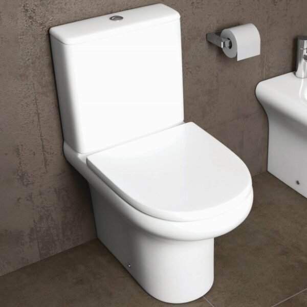 RAK Compact Rimless Close Coupled Toilet With Cistern And Soft Close Seat - White - Image 2