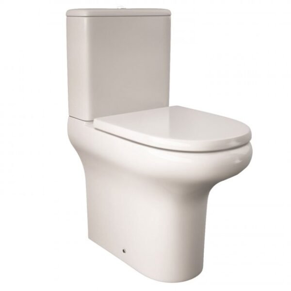 RAK Compact Rimless Close Coupled Toilet With Cistern And Soft Close Seat - White - Image 3