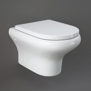 RAK Compact Rimless Wall Hung Toilet And Urea Soft Close Seat - White - Image 2