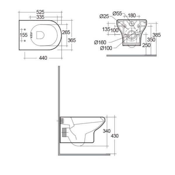 RAK Compact Rimless Wall Hung Toilet And Urea Soft Close Seat - White - Image 3