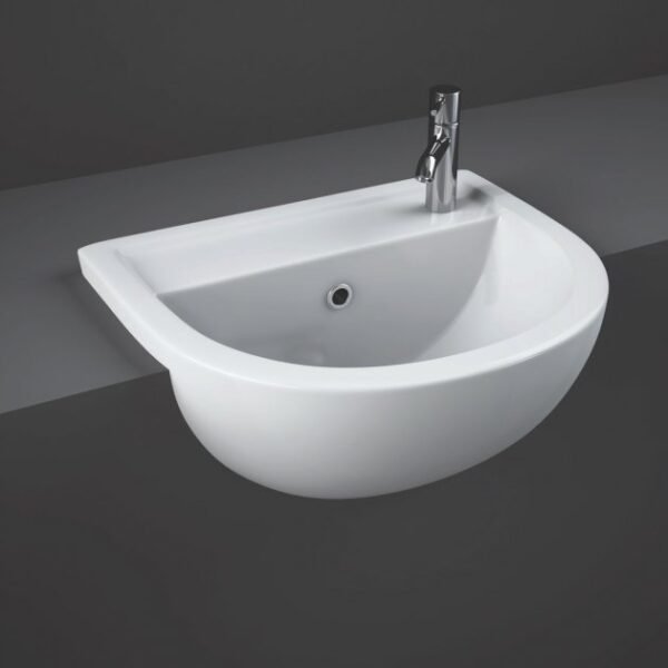 RAK Compact Semi Recessed Basin - 450mm Wide - White
