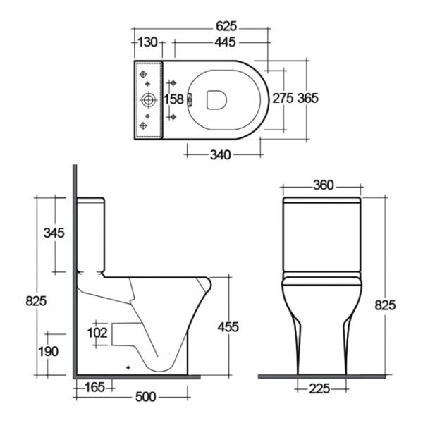RAK Compact Rimless Full Access Close Coupled Toilet With Cistern And Soft Close Seat - White - Image 4