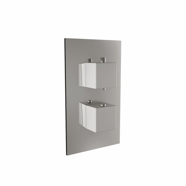 Scudo 2 Outlet 2 Square Handle Thermostatic Concealed Shower Valve With Diverter - Chrome
