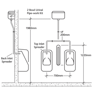 RAK Concealed Urinal Auto Cistern For 2 Urinals - White - Image 3