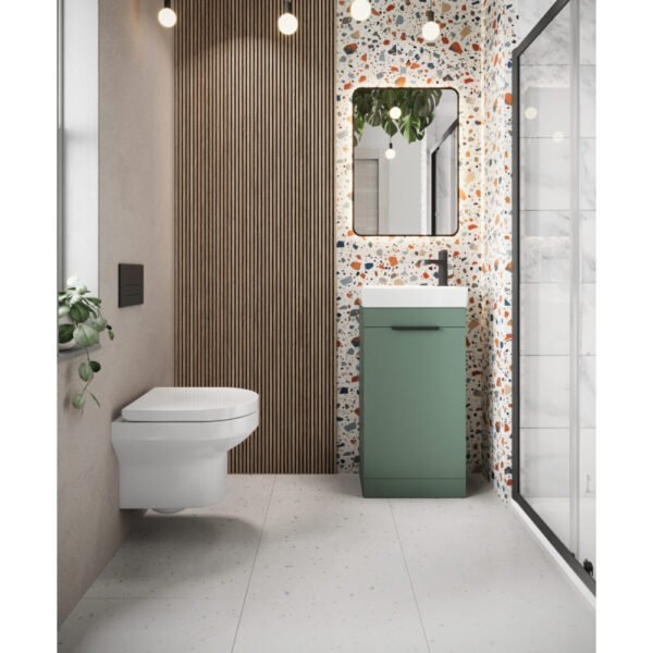 Scudo Esme 1 Door Floor Standing Cloakroom Vanity Unit With Basin - 450mm Wide - Image 2