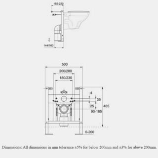 RAK Ecofix Concealed Wall Hung Universal Toilet Support Frame - 500mm Wide - Orange - Image 2