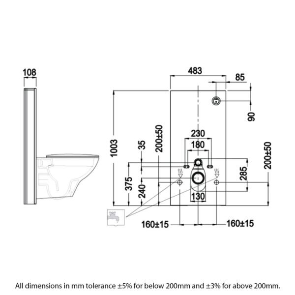 RAK Obelisk WC Unit for Wall Hung Toilet Pan - Image 4