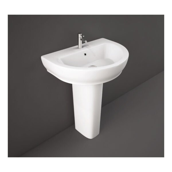 RAK Moon Basin With Full Pedestal - 650mm Wide - 1 TH - Alpine White