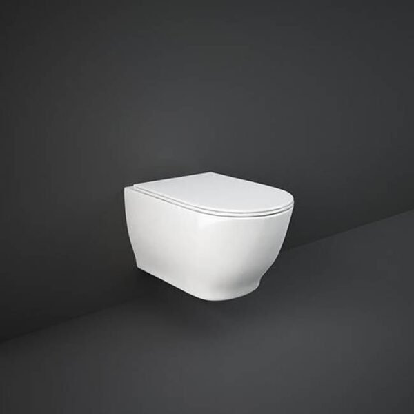 RAK Moon Rimless Wall Hung Pan With Hidden Fixings And Soft Close Seat - White