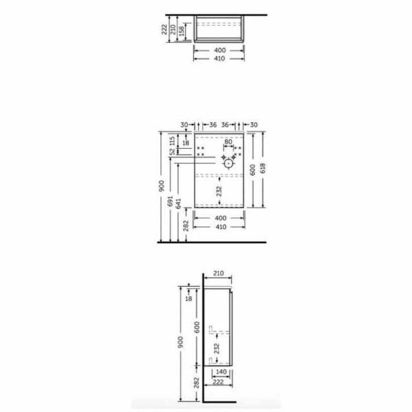 RAK Joy 1 Door Wall Hung Vanity Unit With Basin - 400mm Wide - Image 2