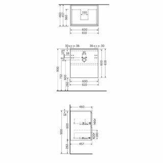 RAK Joy 2 Drawer Wall Hung Vanity Unit With Basin - Image 2