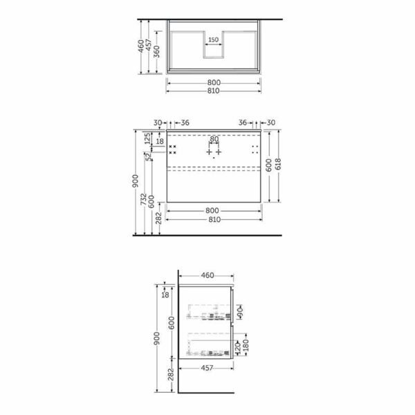 RAK Joy 2 Drawer Wall Hung Vanity Unit With Basin - Image 3