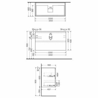 RAK Joy 2 Drawer Wall Hung Vanity Unit With Basin - Image 4