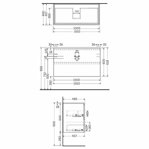 RAK Joy 2 Drawer Wall Hung Vanity Unit With Basin - Image 4