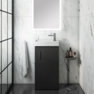 Scudo Lanza 1 Door Cloakroom Floor Standing Vanity Unit With Basin - 400mm Wide - 1 TH - Gloss White - Image 3