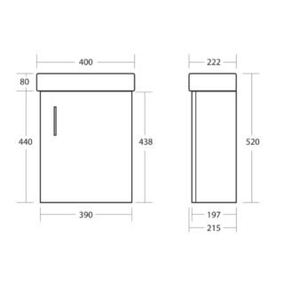 Scudo Lanza 1 Door Cloakroom Wall Hung Vanity Unit With Basin - 400mm Wide - 1 TH - Gloss White - Image 2
