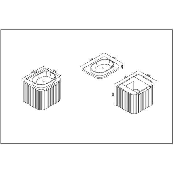 Scudo Linea 1 Drawer Wall Hung Vanity Unit With Basin - 600mm Wide - Image 3