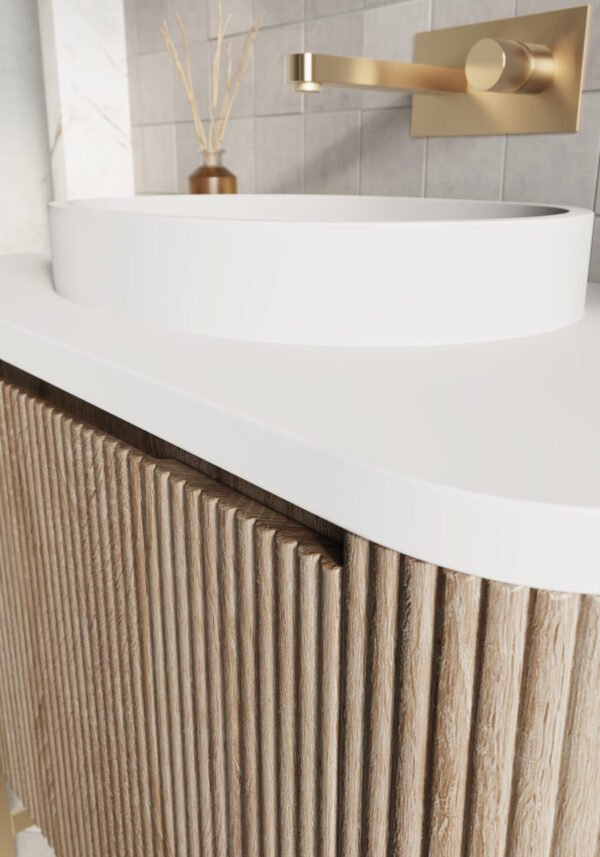 Scudo Linea 1 Drawer Floor Standing Vanity Unit With Basin And Brushed Brass Frame - 900mm Wide - Image 5