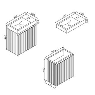 Scudo Linea 1 Door Floor Standing Cloakroom Vanity Unit With Basin - 400mm Wide - Image 5