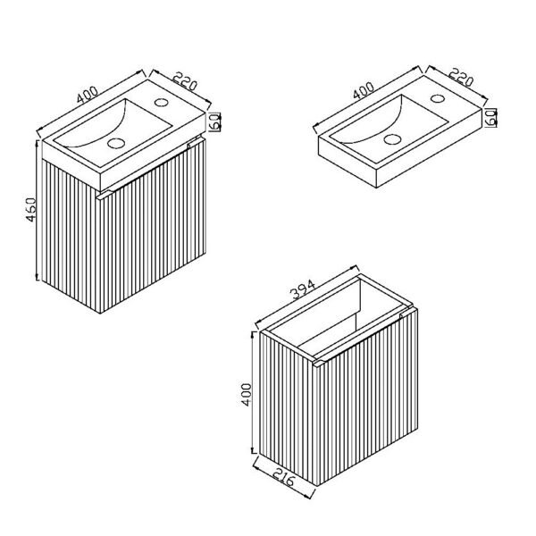 Scudo Linea 1 Door Floor Standing Cloakroom Vanity Unit With Basin - 400mm Wide - Image 5