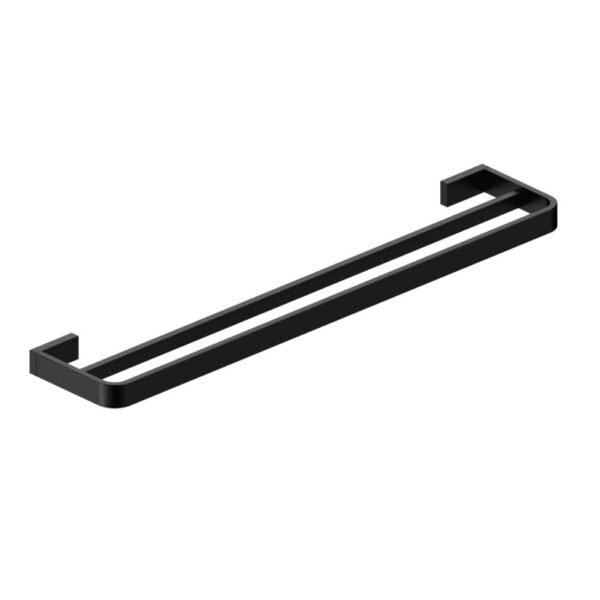 Scudo Mono Double Towel Rail - 600mm Wide - Matt Black
