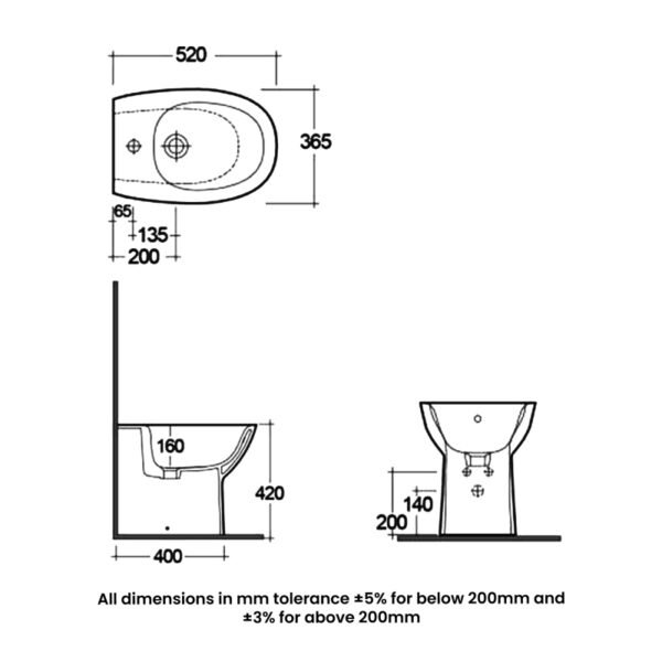RAK Morning Back To Wall Comfort Height Bidet - Alpine White - Image 4