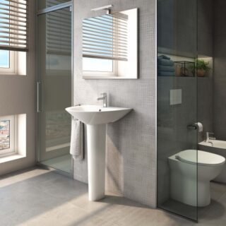 RAK Morning Basin With Full Pedestal - 550mm Wide - 1 TH - White - Image 4