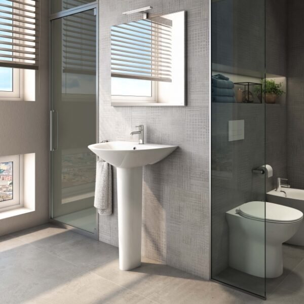 RAK Morning Basin With Full Pedestal - 600mm Wide - 1 TH - White - Image 4