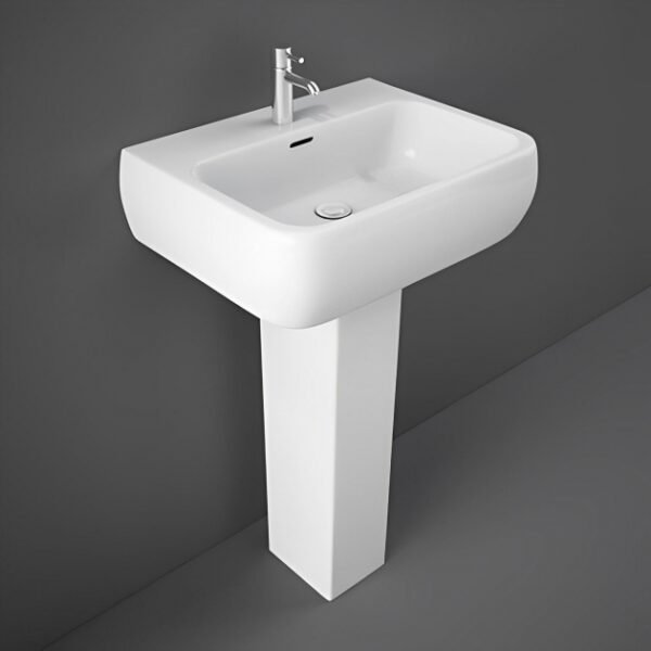 RAK Metropolitan Basin With Full Pedestal - 520mm Wide - Alpine White - Image 2
