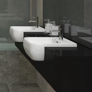 RAK Metropolitan Semi-Recessed Basin - 520mm Wide - Alpine White - Image 2