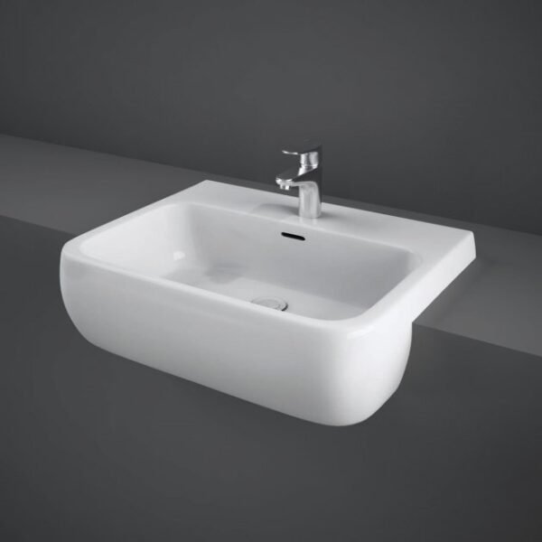 RAK Metropolitan Semi-Recessed Basin - 520mm Wide - Alpine White