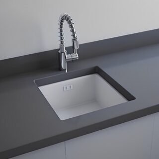 RAK Gourmet 6 Belfast Kitchen Sink 1.0 Bowl - 450mm x 475mm - Alpine White - Image 3