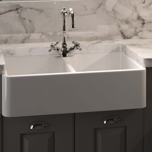 RAK Gourmet 10 Belfast Kitchen Sink 2.0 Bowl - 800mm x 500mm - Alpine White - Image 2
