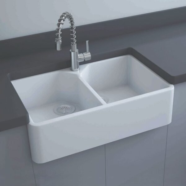 RAK Gourmet 10 Belfast Kitchen Sink 2.0 Bowl - 800mm x 500mm - Alpine White - Image 3