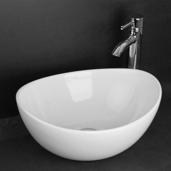 RAK Shell Sit-On Countertop Basin - 385mm Wide - No TH - White