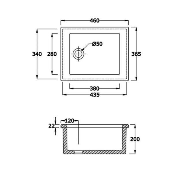 RAK Laboratory 4 Belfast Kitchen Sink 1.0 Bowl - 460mm x 365mm - Alpine White - Image 4