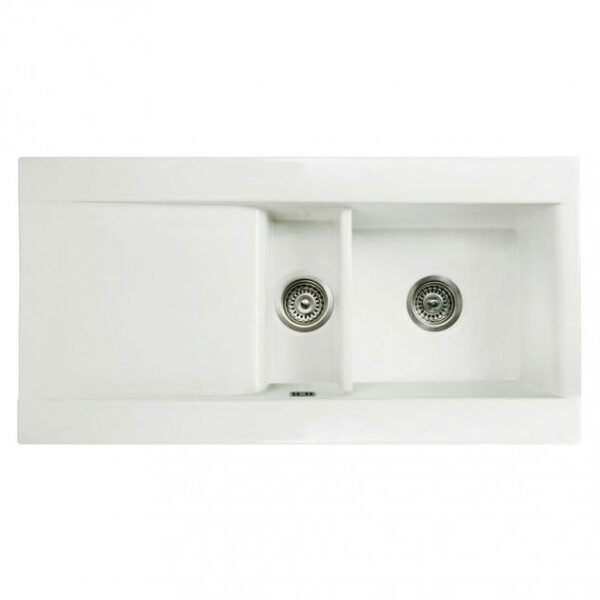 RAK Gourmet Dream 1 Kitchen Sink 1.5 Bowl Reversible Drainer - 1010mm x 510mm - Alpine White