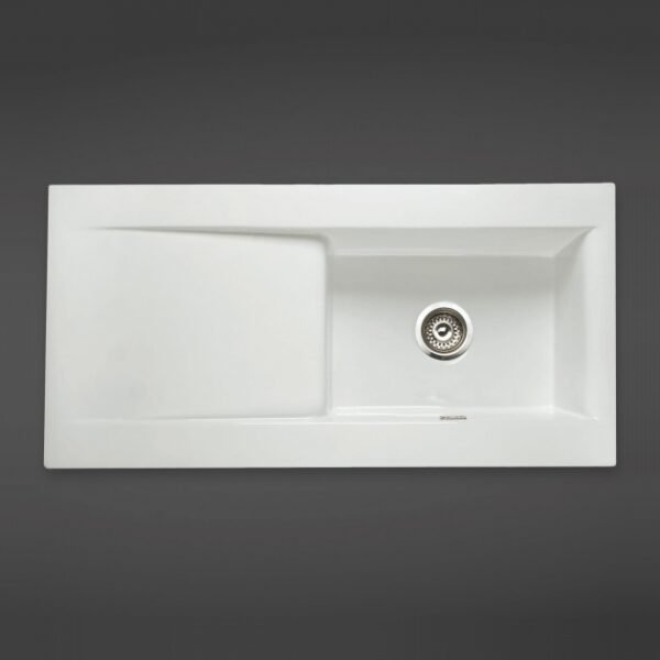 RAK Gourmet Dream 2 Kitchen Sink 1.0 Bowl Reversible Drainer - 1010mm x 510mm - Alpine White