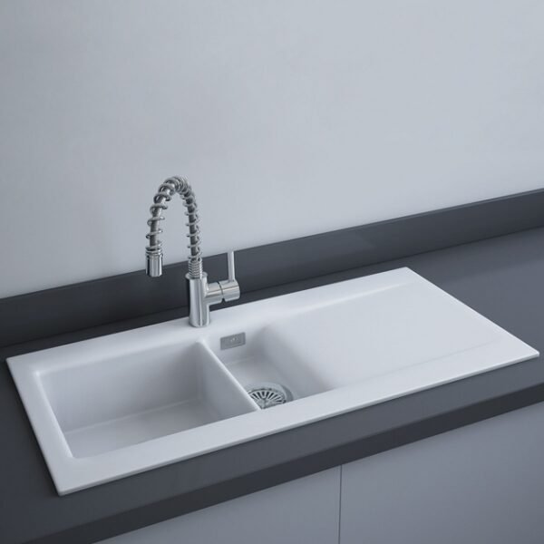 RAK Dream 1 Slim Ceramic Kitchen Sink 1.5 Bowl - 1010mm Wide