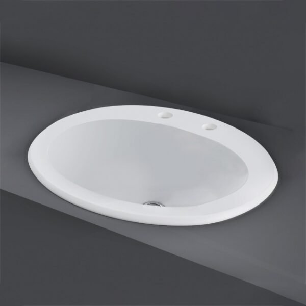 RAK Mira Inset Countertop Basin - 560mm Wide - 2 TH - White