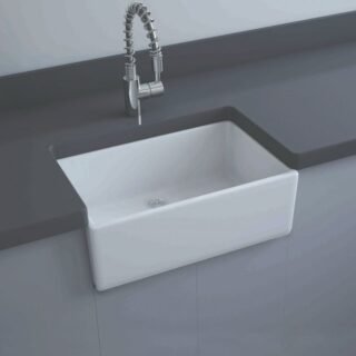 RAK Gourmet 2 Belfast Kitchen Sink 1.0 Bowl - 595mm x 475mm - Alpine White - Image 2