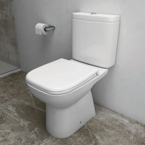 RAK Origin 62 Full Access Close Coupled Toilet With Push Button Cistern And Soft Close Seat - White - Image 2