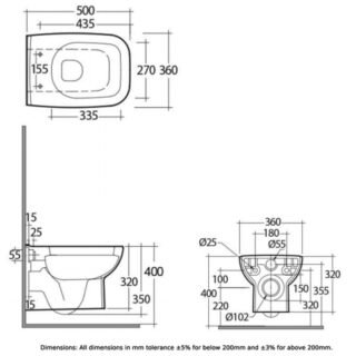 RAK Origin Wall Hung Toilet And Seat - White - Image 3