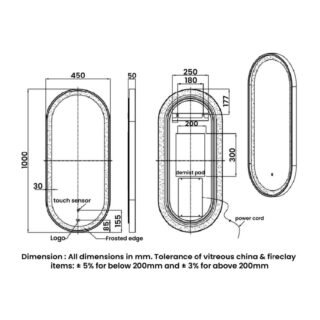RAK Art Oval LED Illuminated Mirror With Demister Pad - Image 2