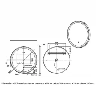 RAK Art Round LED Illuminated Mirror With Demister Pad - Image 2