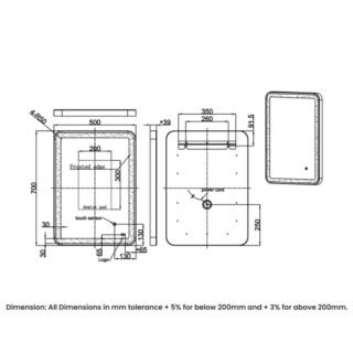 RAK Art Soft LED Illuminated Mirror With Demister Pad - Image 2