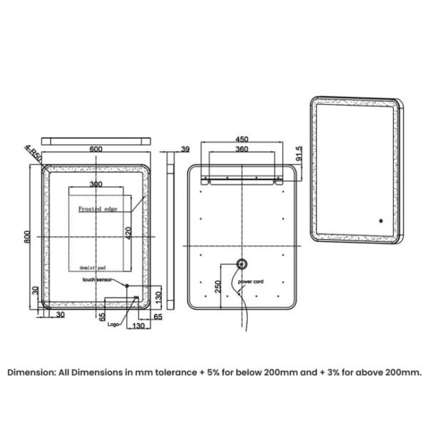 RAK Art Soft LED Illuminated Mirror With Demister Pad - Image 3