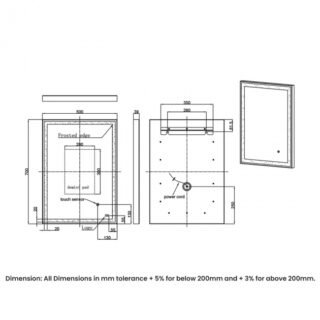 RAK Art Square LED Illuminated Mirror With Demister Pad - Image 2