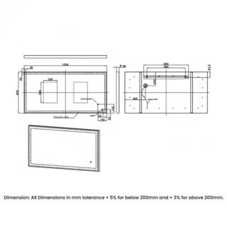 RAK Art Square LED Illuminated Mirror With Demister Pad - Image 5